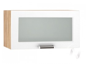 Шкаф верхний со стеклом Прага ШВГС 600 (Белое дерево/корпус дуб крафт золотой) в Барнауле - barnaul.katalogmebeli.com | фото