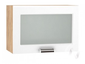 Шкаф верхний со стеклом Прага ШВГС 609 (Белое дерево/корпус дуб крафт золотой) в Барнауле - barnaul.katalogmebeli.com | фото