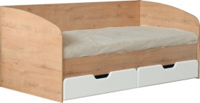 Скай М14 Кровать с ящиками 800*2000 (дуб бунратти/белый глянец) в Барнауле - barnaul.katalogmebeli.com | фото