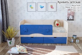 Техно Кровать детская 2 ящика 1.6 Синий глянец в Барнауле - barnaul.katalogmebeli.com | фото 1