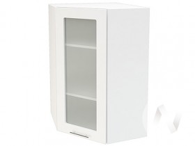 Угловой шкаф со стеклом Валерия-М ШВУС-599 (Белый глянец/Белый/верхний/высокий) в Барнауле - barnaul.katalogmebeli.com | фото