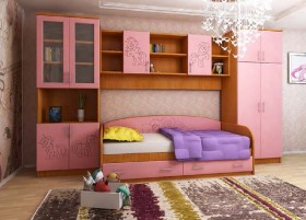 Детская Веселый пони Комплект мебели (Вишня оксфорд/Розовый) в Барнауле - barnaul.katalogmebeli.com | фото